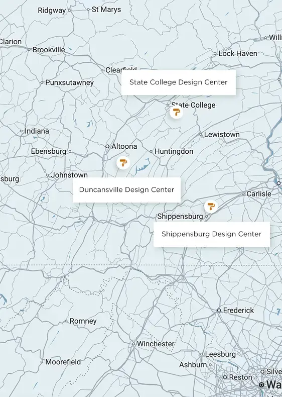 Map of S&A Design Center Locations